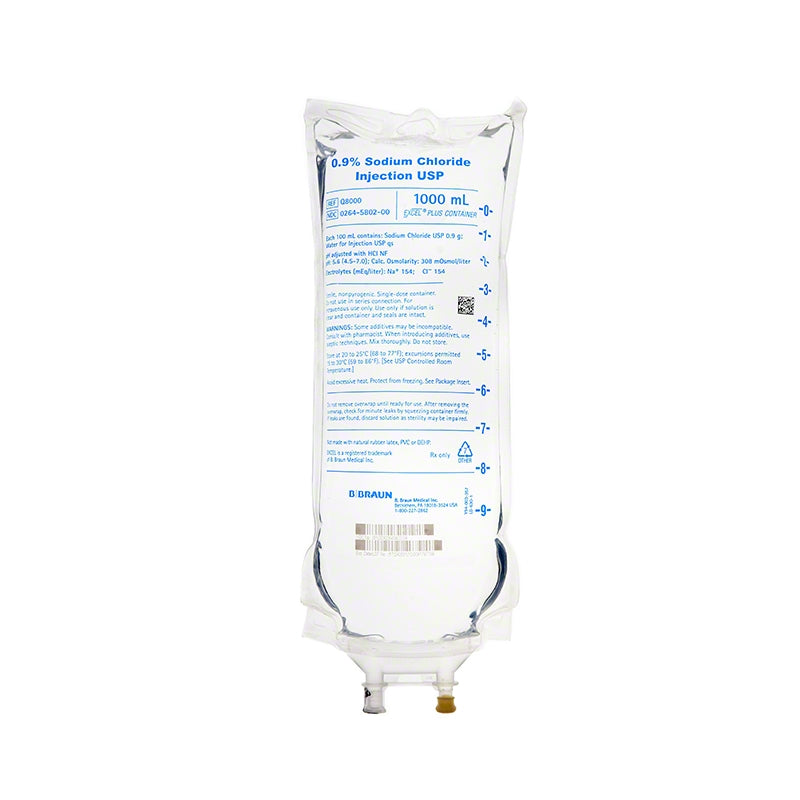 IV Bag - 0.9% Sodium Chloride - 1000 mL - Case of 12