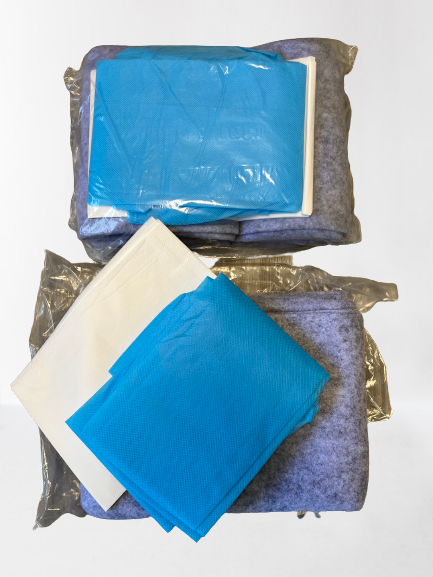 3 Piece Linen Kit - Fitted Sheet, Pillow Case, Disposable Blanket - Case of 20