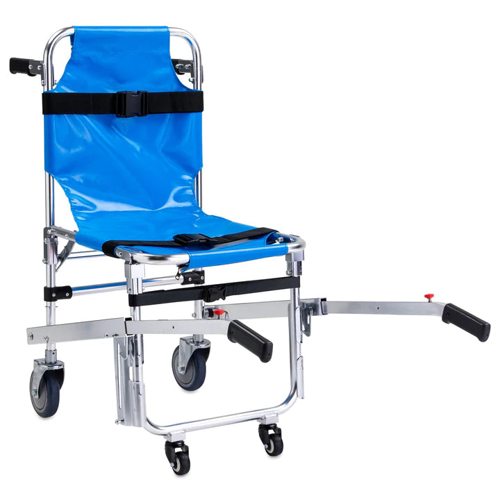 Stair Chair Lift for Evacuation - 4 Wheels with Patient Restraints Straps & Grip Handles