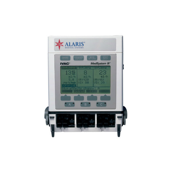ALARIS MEDSYSTEM III INFUSION PUMP 2685 PATIENT READY WITH PM, CALIBRATION, TWO BATTERIES, POLE CLAMP, CARRYING CASE, CHARGER AND 1 YEAR WARRANTY.