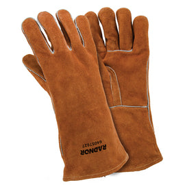 RADNOR™ Large 14" Brown Premium Cowhide Cotton Lined Hot/Heavy Material Handling Welders Gloves By RADNOR™