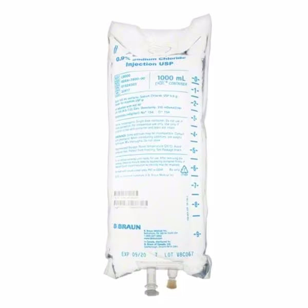 IV Bag - 1000ml - Sodium Chloride 0.9% - Normal Saline - Case of 12