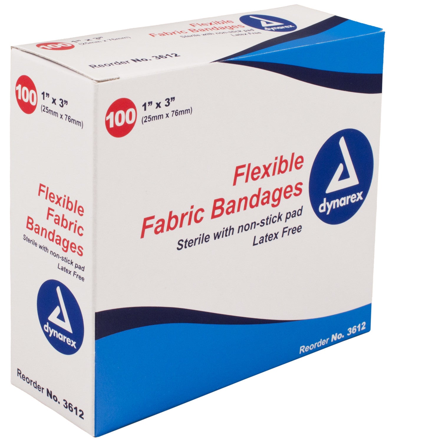 Adhesive Fabric Bandages - Sterile - Sterile - 3" - Box of 100