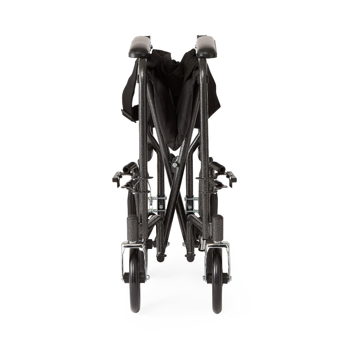 Basic Steel Transport Chair with Permanent Full-Length Arms and Swing-Away Footrests, 250 lb. Capacity, 19" Wide, Black