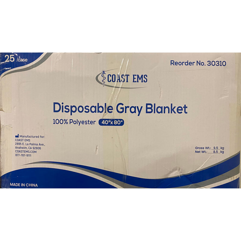 Disposable Gray Blanket - 100% Polyester - 40"x80"