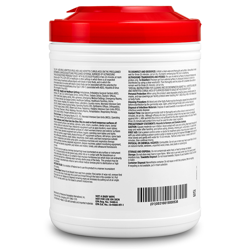 Sani-Cloth Plus Germicidal Disposable Cloth - Red Top - Case of 12 Tubs