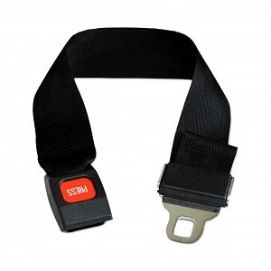 Seat Belt Extender - Cot Extension Strap with Metal Pushbutton Buckle - 3ft - Black