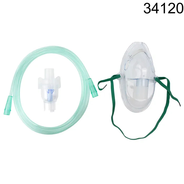 Nebulizer - 7ft Oxygen Tubing - Adult Aerosol Mask - Individual or Case of 50