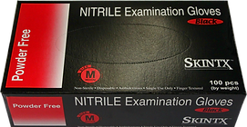 SKINTX Black Nitrile Exam Powder-Free Gloves/ Medium - Case of 1000