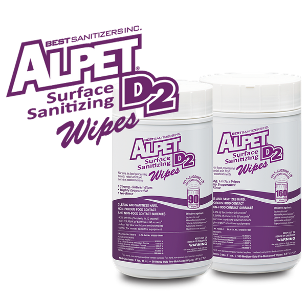 Alpet D2 Surface Sanitizing Wipes - 160 Count