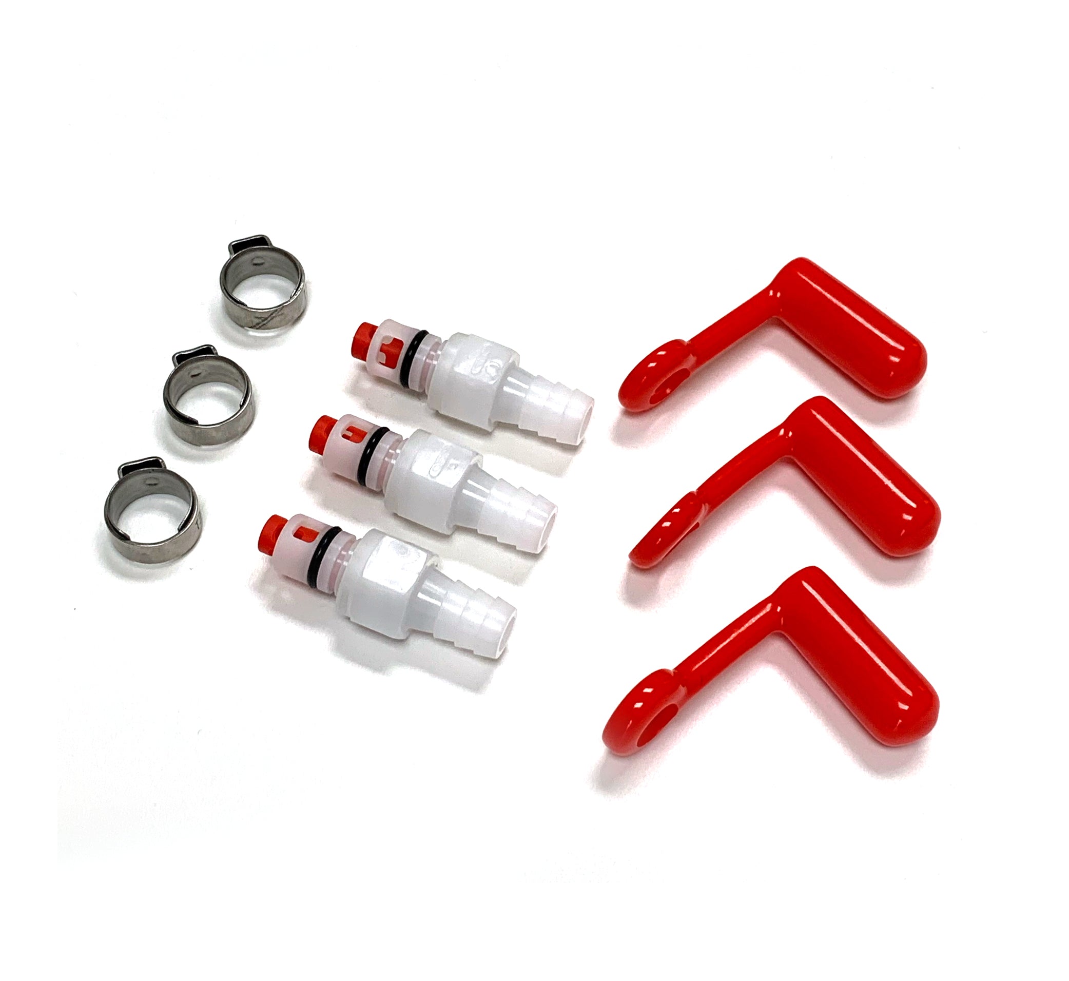EV 15P MaxiValve Male Valve Replacement Kit (3 male valves, 3 leashed caps, 3 hose clamps)