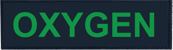 ID PLATE Black with Green letters "OXYGEN"