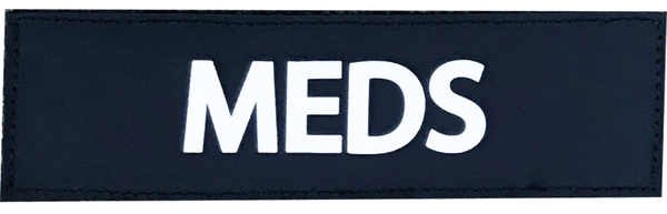ID PLATE Black with White letters "MEDS"