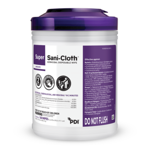PDI - Super Sani-Cloth - Germicidal Disposable Wipe - Large - 6" x 6.75" Wipe - Purple Top - 12 Tubs Per Case