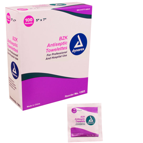 BZK (Non-Sting) Antiseptic Towelettes - Box of 50