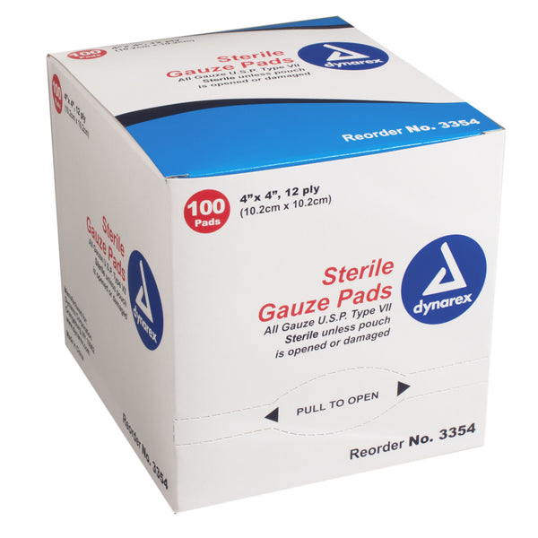 Gauze Pad Sterile - Individually Packed - 12 Ply - Box of 100