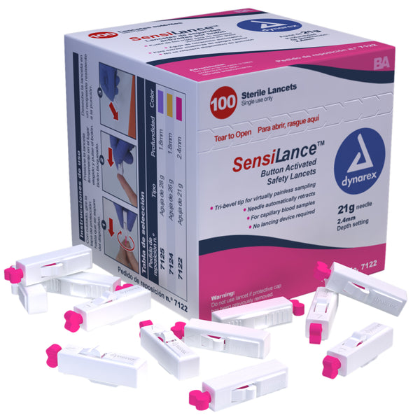 Button Activated Safety Lancets Sterile - Box of 100