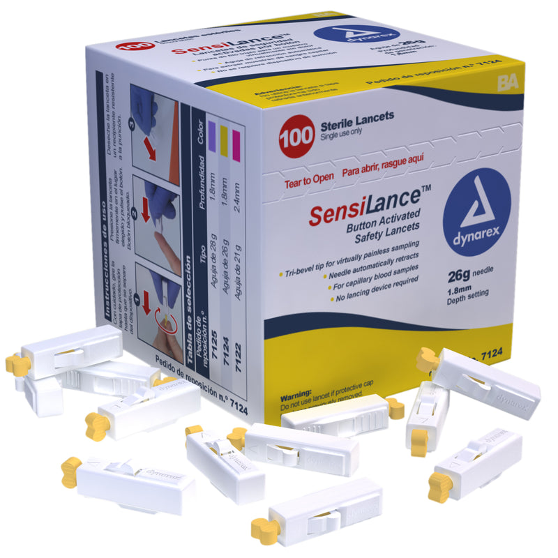 Button Activated Safety Lancets Sterile - Box of 100
