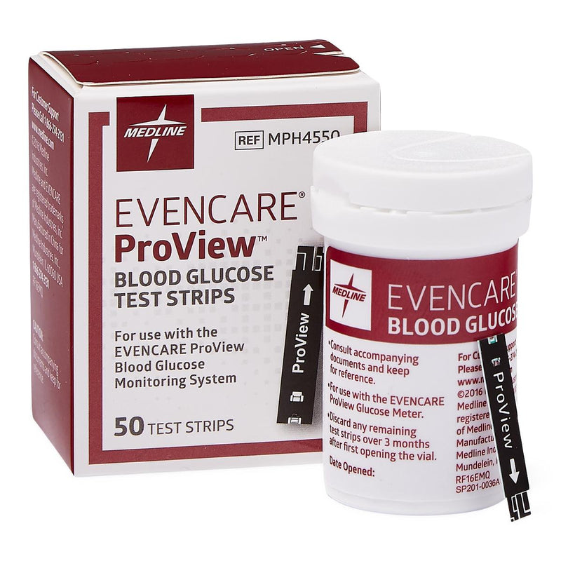 EvenCare ProView Glucose Test Strip - Box of 50