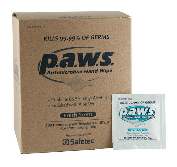 Paws Wipes - Sani Hands - Antimicrobial Wipes - Box of 100