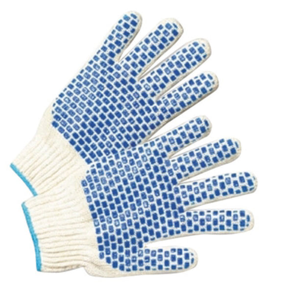 Blue/Natural Ladies Cotton And Polyester Seamless Knit General Purpose Gloves With Knit Wrist