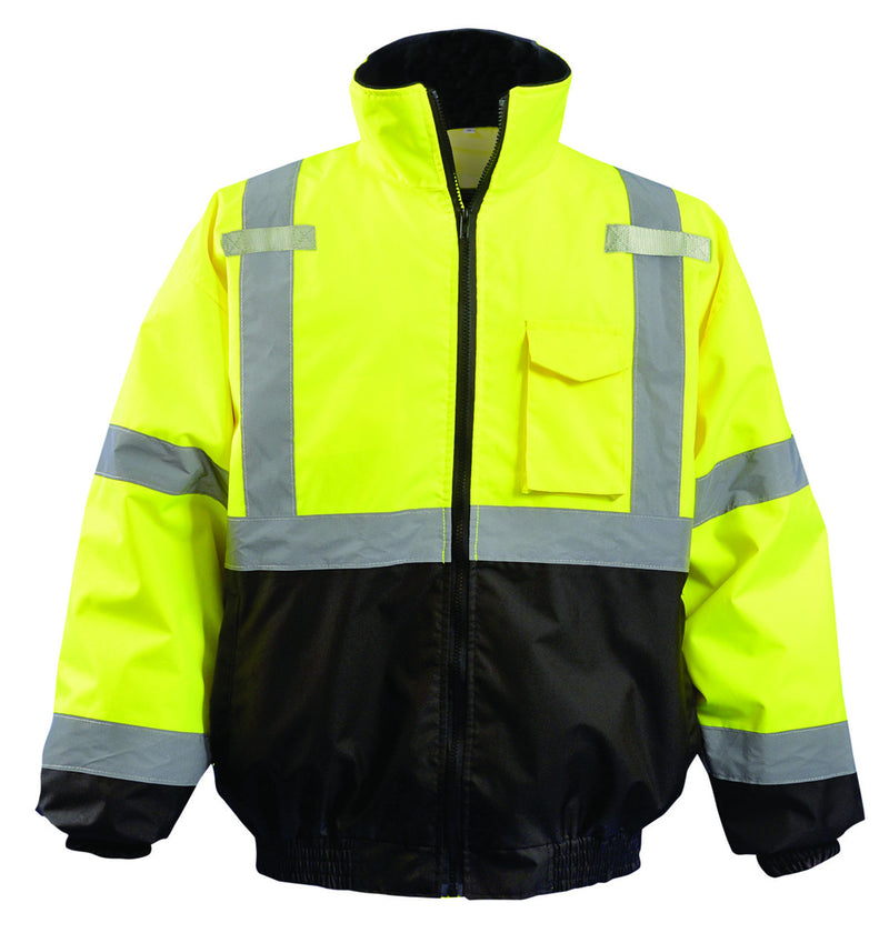 X-Large Hi-Viz Yellow And Black ANSI Type R Class 3 Black Bottom Bomber Jacket