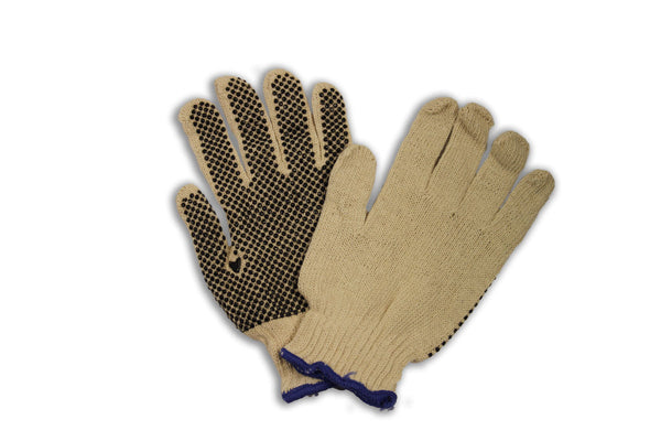 Black/Natural Ladies Medium Weight Cotton And Polyester Seamless Knit General Purpose Gloves With Knit Wrist