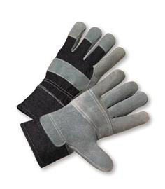 Split Leather Palm Gloves With Safety Cuff - Reinforced Knuckle Strap and Fingertips